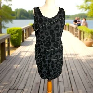 Micheal Kors animal print dress sleeveless size 10 spandex gray black zipper
